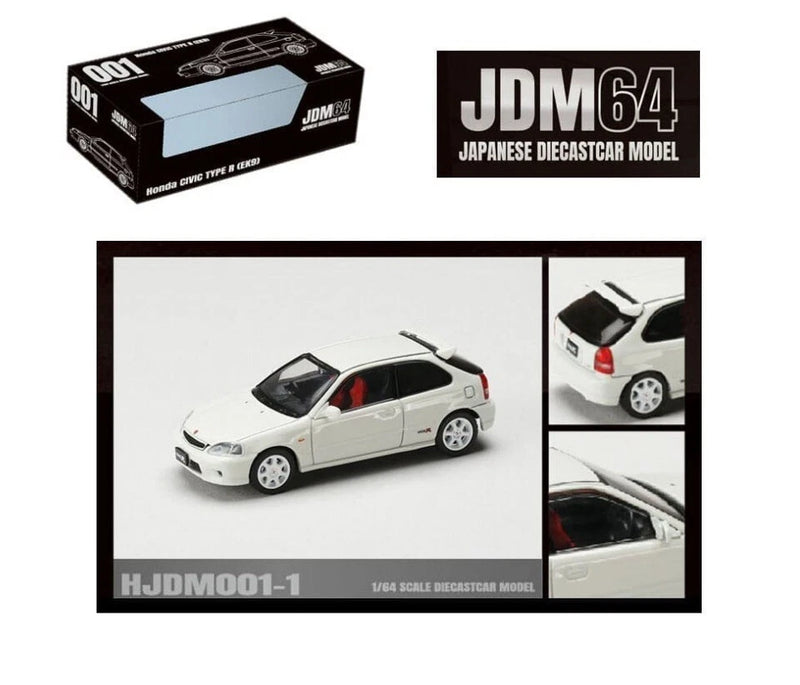 1/64 HJ JDM Honda CIVIC TYPE R EK9 Diecast Model Car -WHITE-