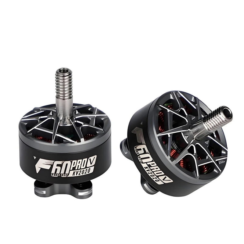 T-Motor brushless RC motor with black housing, mounting shaft, visible KV2020
