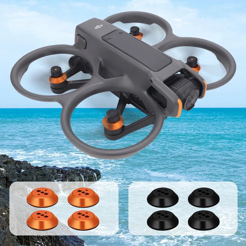 Motor dust cover guards for drone, four-piece aluminum set with orange and black caps