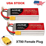 2X HRB 5000mAh XT90 LiPo Battery 18.5V 5S 100C for RC Helicopter Drone Aircraft Battery