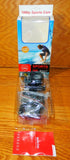 Sports action camera in retail packaging with blue window and clear plastic cover