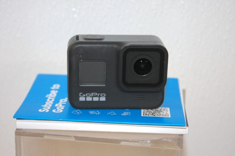 GoPro HERO 8 action camera in black with front lens and small screen