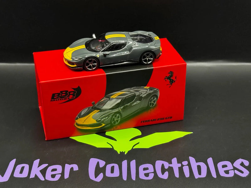 Grigio scuro grey die-cast Ferrari 296 GTB model car in red retail box