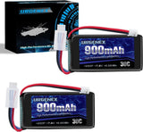 URGENEX 7.4V Lipo Battery 2S 30C 900mAh Rechargeable Lipo Battery with PH2.0 Plu