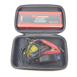 MotoMaster jump starter with cables in zippered carrying case, red and black