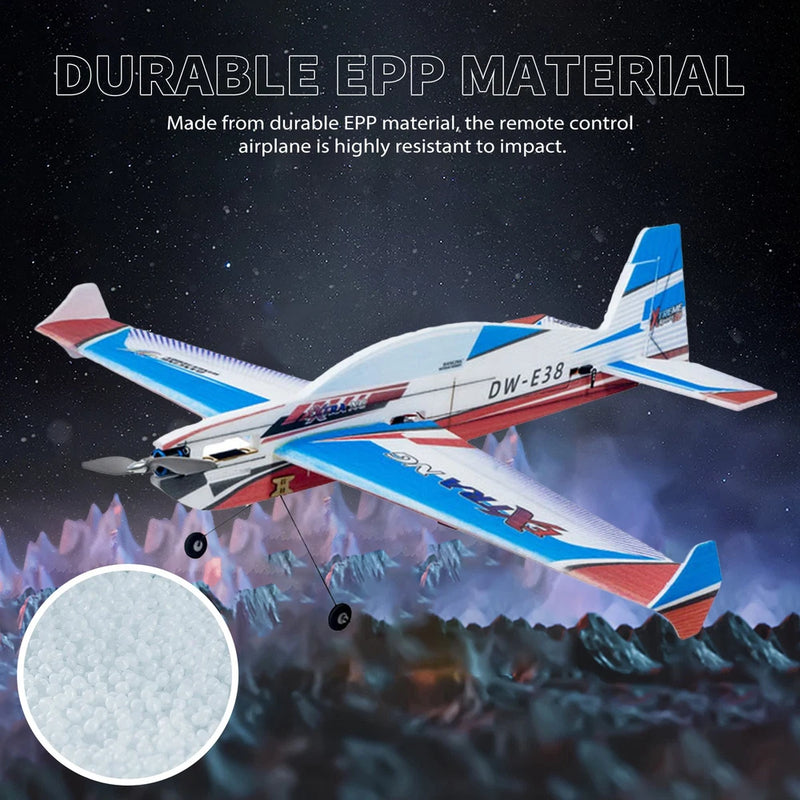 Blue, white, and red EPP foam remote control airplane with 3D wing design