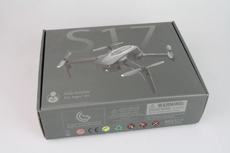 Mini FPV drone packaging box with quadcopter illustration