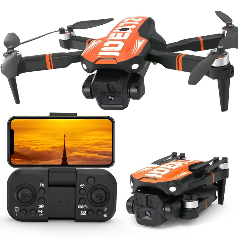 LE-IDEA orange and black GPS drone with 4K camera, plus controller with display
