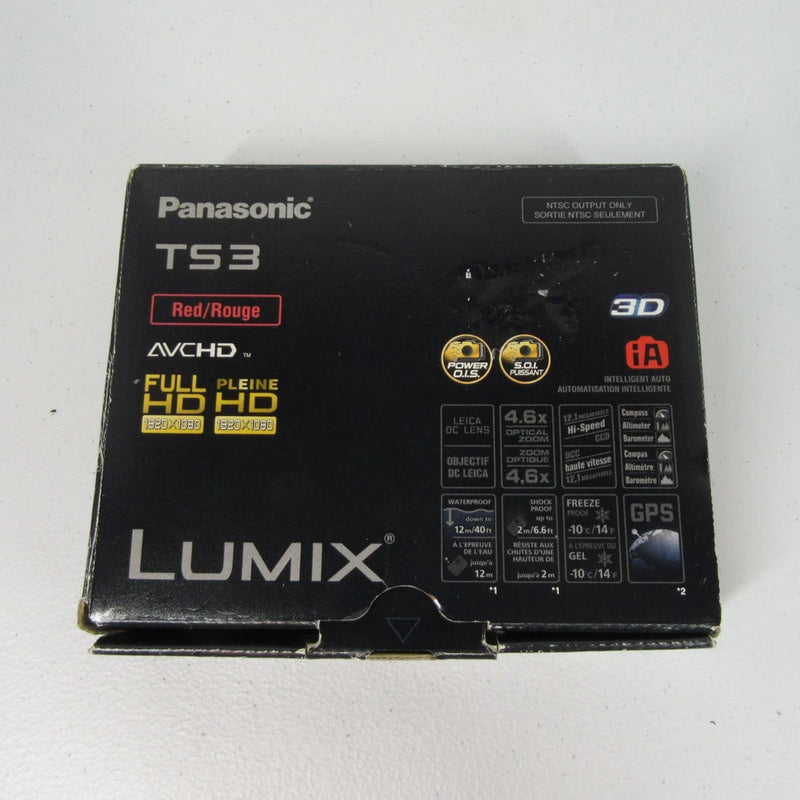 Panasonic Lumix DMC-TS3 Box Only NO CAMERA Red Digital Camera AVCHD Waterproof