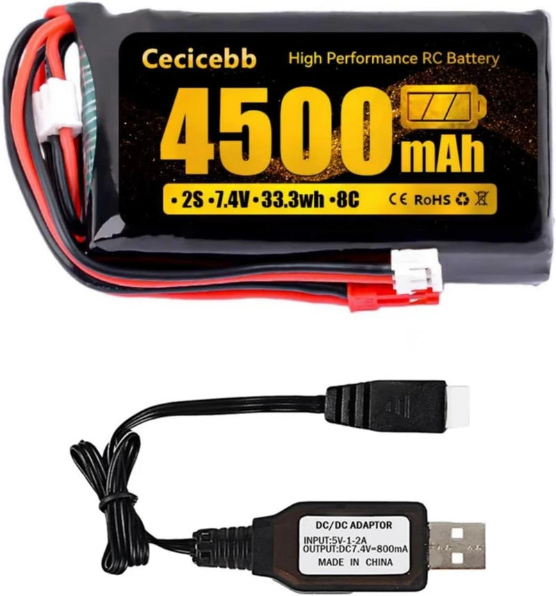 7.4V 4500mAh 8C Rechargable Lipo Battery Fit for Spektrum TX DX8 DX9