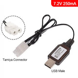 7.2V 250mA USB Charger Tamiya Connector Plug NiMH NiCD RC Model Battery Pack New Battery