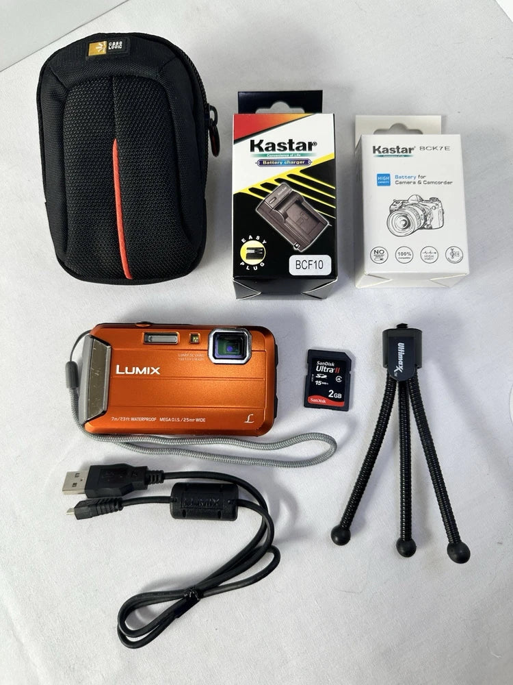 Panasonic Lumix DMC-TS25 Digital Camera 16.1MP 4x Optical Zoom HD Video, Orange