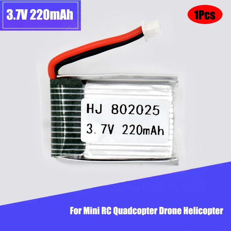 3.7V 220mAh 20C Rechargeable Li Battery PH1.25 802025 For Quadcopter Helicopter Battery