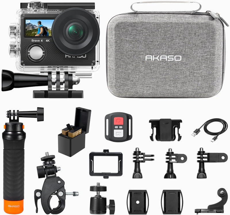 Brave 4 Action Camera with Waterproof Floating Hand Grip and Carry Bag Bundle -