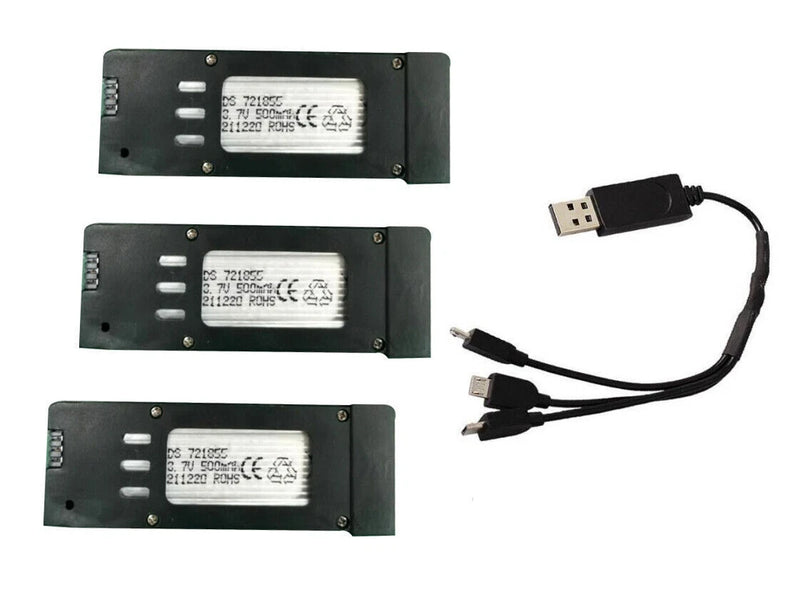 3.7V 500mAh Lipo Battery with USB Charger For E58 S168 JY019 RC Drone Quadcopter