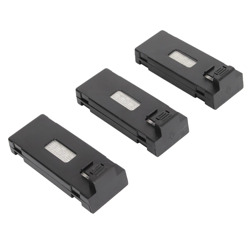 Drone battery pack set of three black 3.7V packs with connector ports