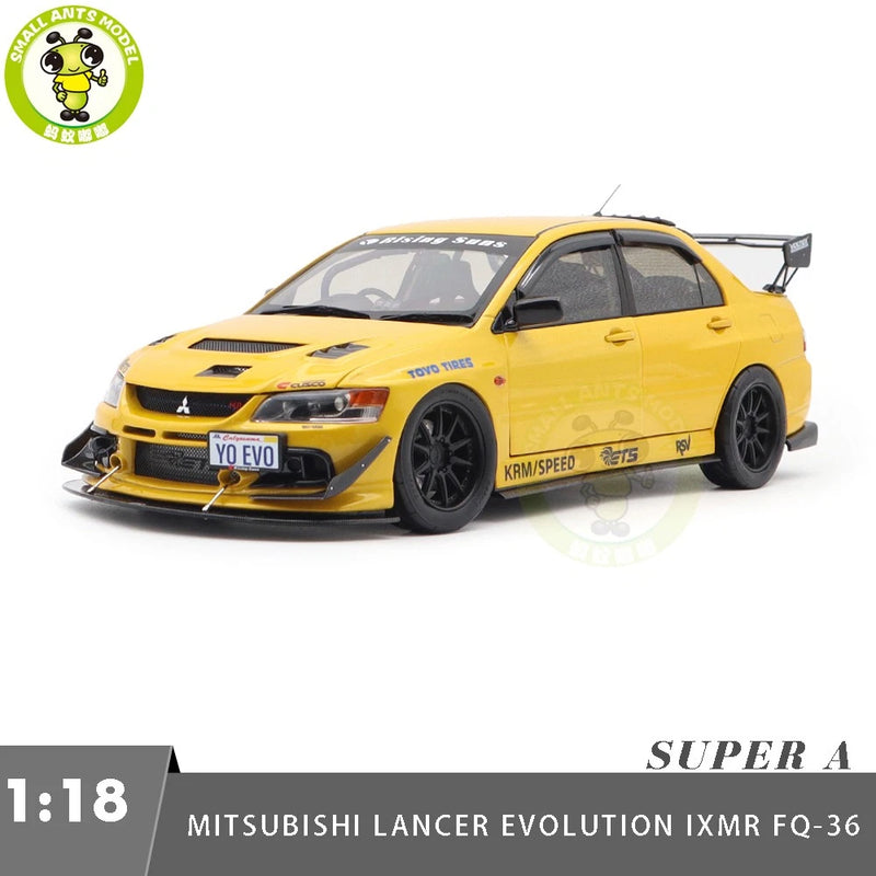 1/18 Mitsubishi Lancer EVO IX 9 MR FQ-360 JDM Super A Yellow Diecast Model Car