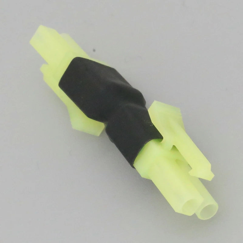 Mini RC Tamiya female-to-female battery adapter connector, black insert with light yellow housing