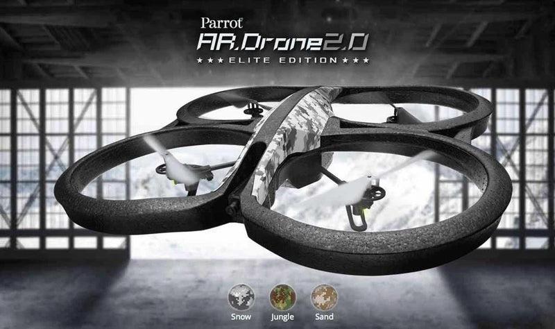 Parrot AR.Drone 2.0 Elite Edition quadcopter with sand-camo shell and prop guards