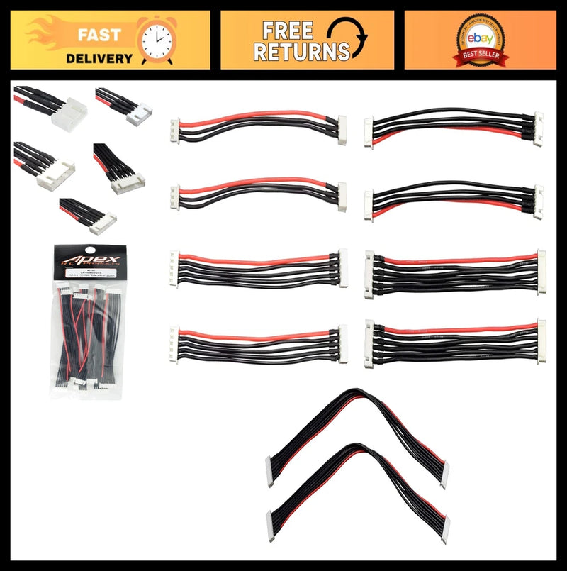 2-Pack JST-XH Balance Plug Extension 2S 3S 4S 5S 6S - RC Battery Connector Battery