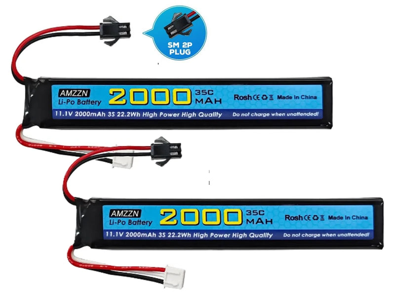 AMMZZN 11.1V 2000mAh 35C 3S SM-2P Plug Li-Po Battery for Toy gun RC car Drones Battery