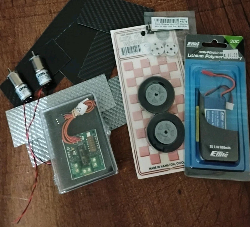 Robot Build Parts /  Controller / Dual  Motors/ Wheels/Hubs/7.4 Lipo Battery