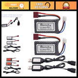 2 Pack 7.4V 1000mAh Lipo Battery T Plug for RC Trucks & Q903 - High Performance Battery