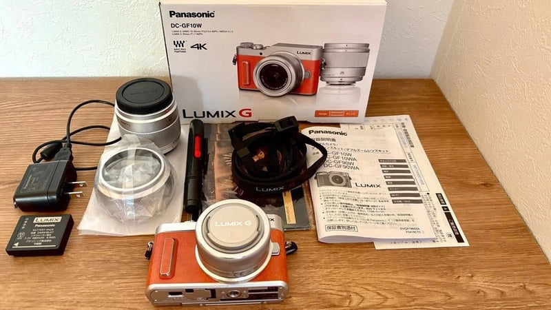 English OK  Panasonic Lumix GF10 double lens kit Orange DC-GF10W