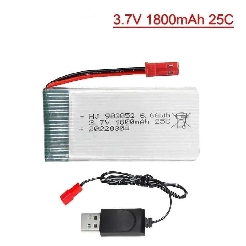 1x 3.7V 1800mah Lipo Battery 25C JST Plug w/ USB Charger for RC Quadcopter Drone