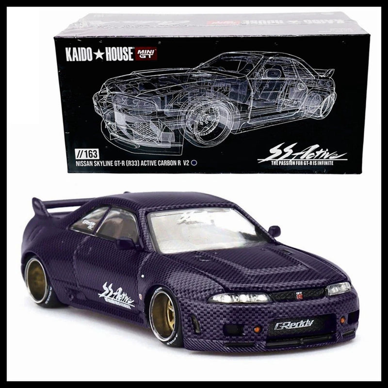 MINI GT x KAIDO HOUSE 163 Nissan Skyline GT-R R33 Active Carbon R V2 New Diecast