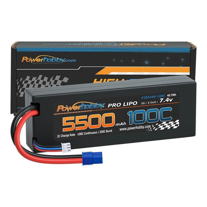 2S 7.4V 5500mAh 100C EC3 Hard Case Lipo Battery Powerhobby PHB2S5500100EC3 Battery