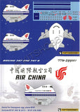 Air China Boeing 747 decal sheet with aircraft graphics and logos on clear film