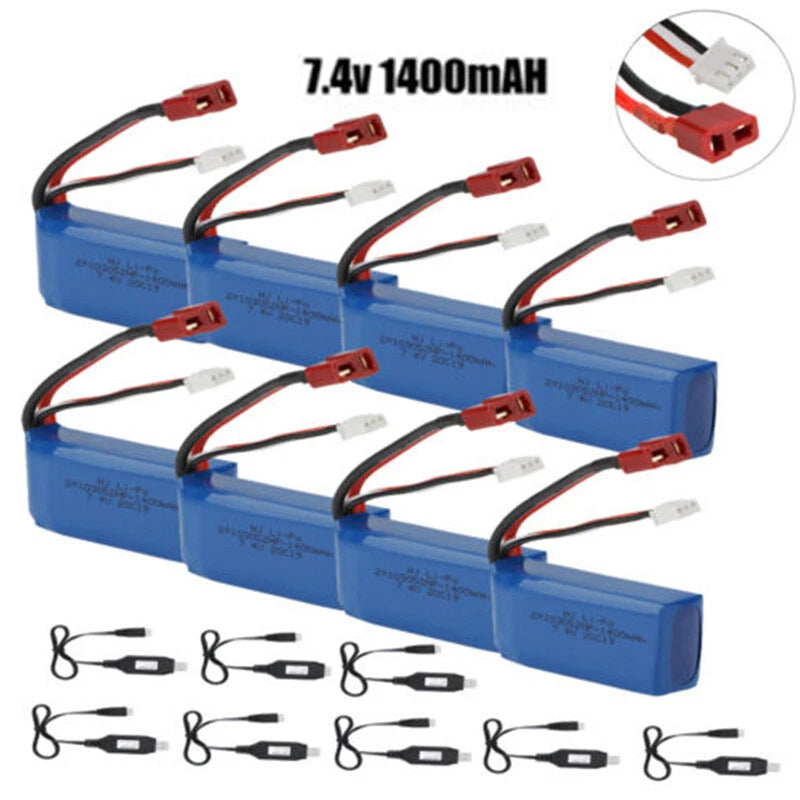 7.4V T Deans 1400mAh Lipo Battery for WLtoys Cars A969-B A979-B K929-B A959-B
