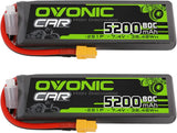 OVONIC Lipo Battery 2S 5200Mah 7.4V 80C Battery with XT60 Plug Soft Case