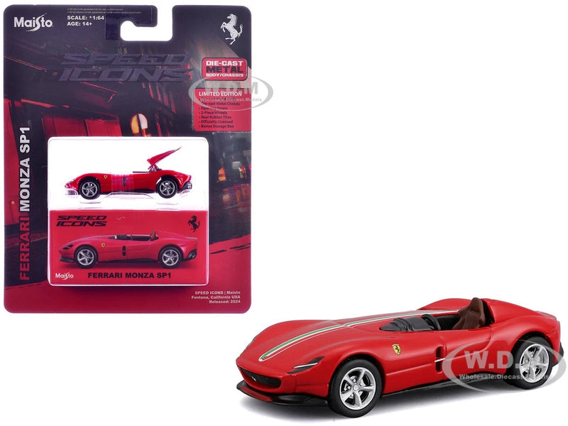 FERRARI MONZA SP1 RED 1/64 DIECAST MODEL CAR BY MAISTO 15702