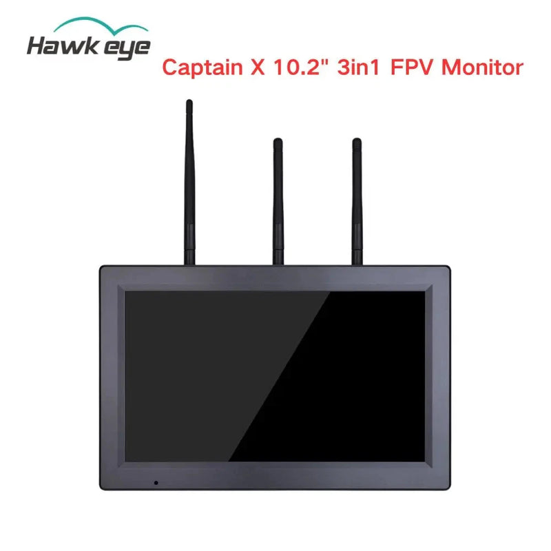 Hawkeye10.2 Inch Captain X 3-in-1 FPV Monitor 1.2/3.3/5.8G 1000Lux Bright Screen Battery