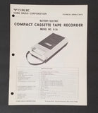 York Model K-56 Compact Cassette Tape Recorder, Technical Service Data Battery Battery