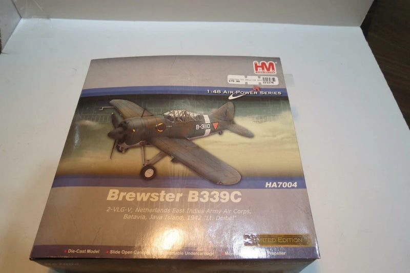 Boxed Brewster B339C die-cast model airplane, HA7004, 1:48 scale