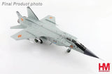 1/72 scale MiG-31B fighter jet model with red tail and wing markings