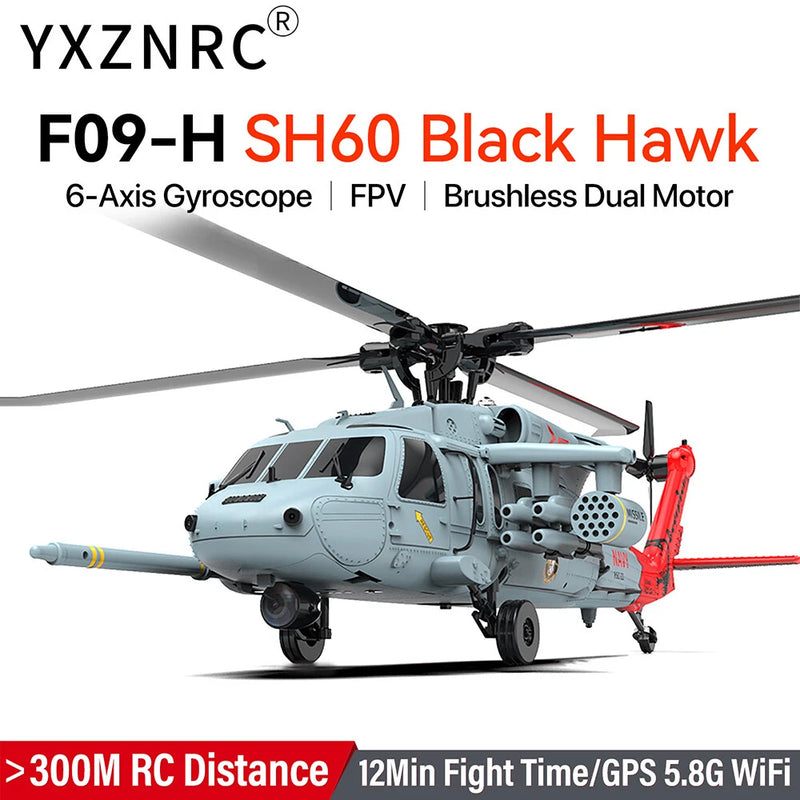 YXZNRC F09-H SH60 2.4G 6-Axis 8CH GPS Optical Flow Positioning FPV RC Helicopter