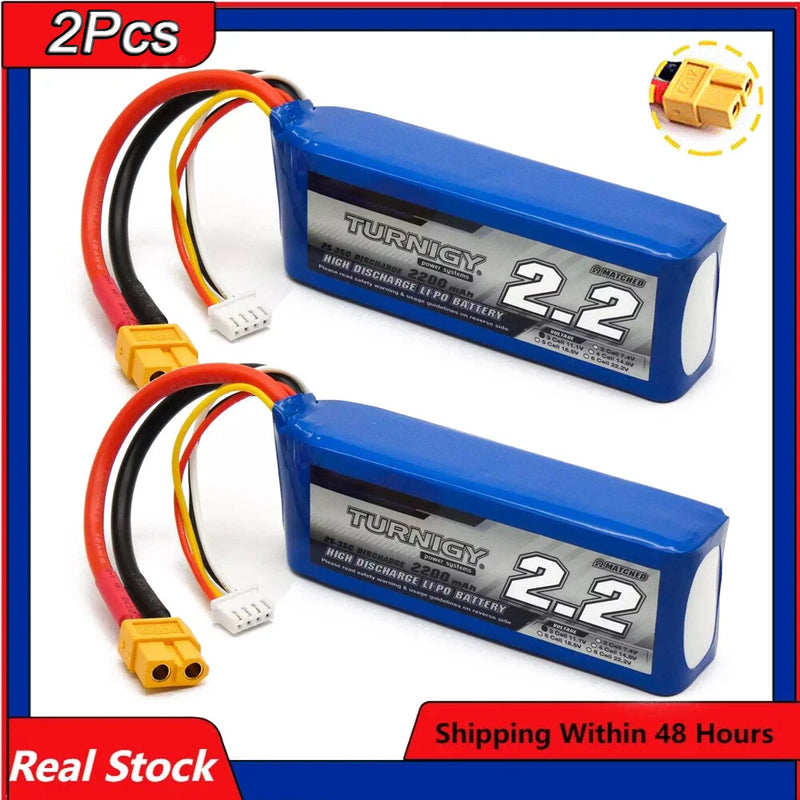 2Pack 11.1V 2200mAh 30C Lipo Battery XT60 Plug For 450 Remote Control Helicopter