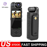 Mini body camera camcorder with LCD screen, front lens and side controls