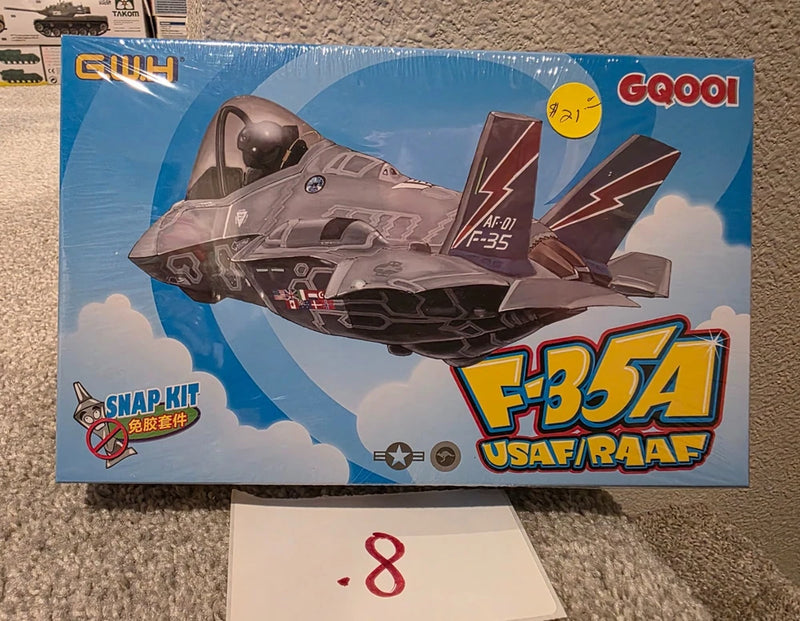 F-35A Lightning II snap-fit plastic model kit box with jet illustration