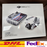 DJI Mini 4 Pro drone and RC controller, shown with box and accessories