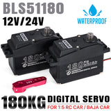 180kg digital brushless RC servo, waterproof black unit with metal output gear