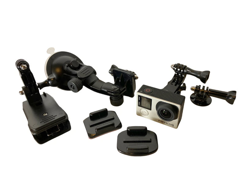 GoPro HERO4 Silver action camera bundle with mounts and brackets