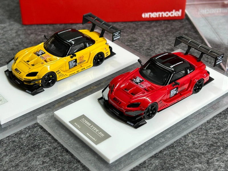 Resin sports car model, yellow and red Honda S2000 Type-RR hard-top