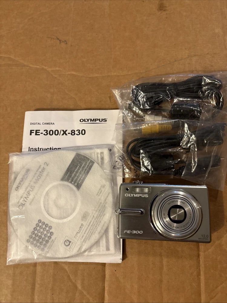 Olympus FE-300 Silver 2.5" LCD 3x Optical Zoom 12MP - UNTESTED/For Parts *READ