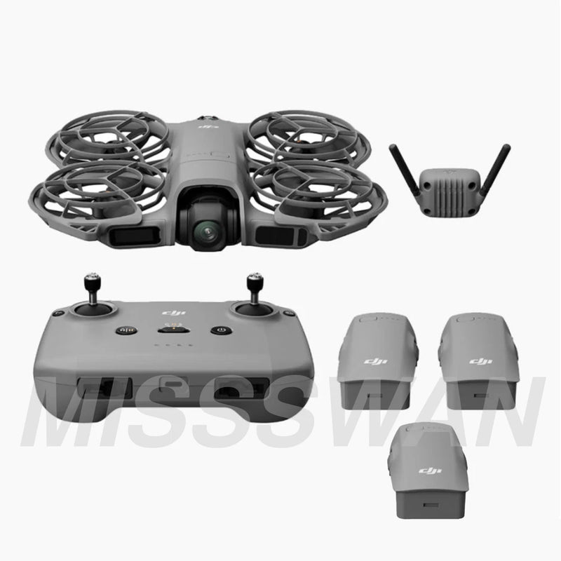 DJI NEO 2 Fly More combo with drone, controller, and spare batteries