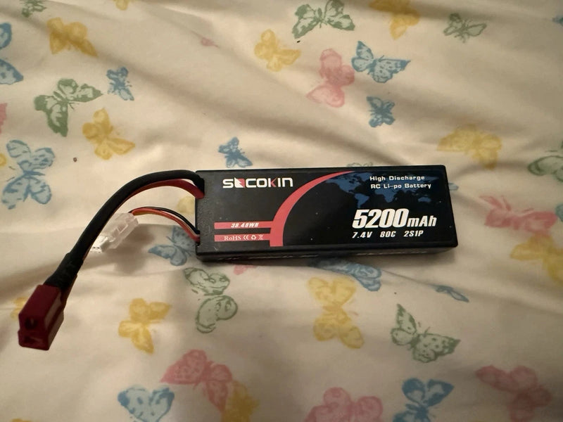 SOCOKIN Black 5200mAh 38.48WH High Discharge RC Li-po Battery 7.4V Battery